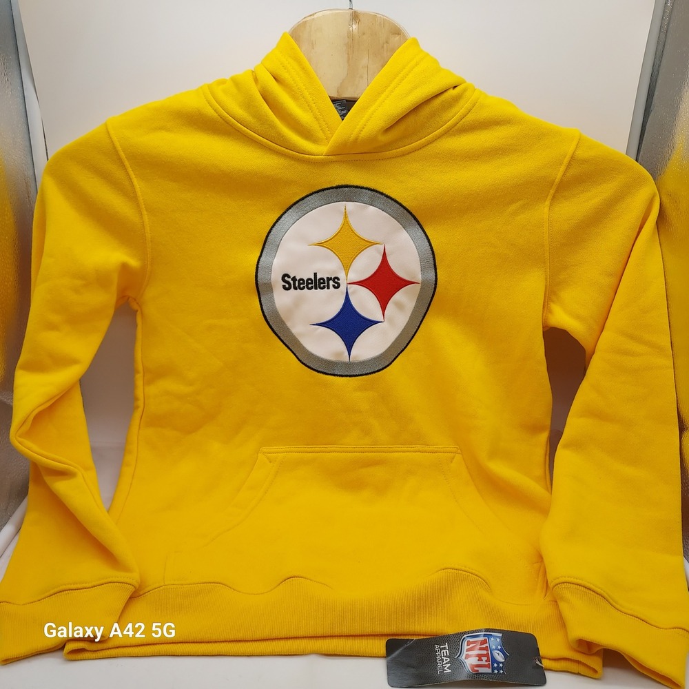 NFL Team Apparel Pittsburgh Steelers Youth Large 14/16 Gold Fleece Hoodie NEW